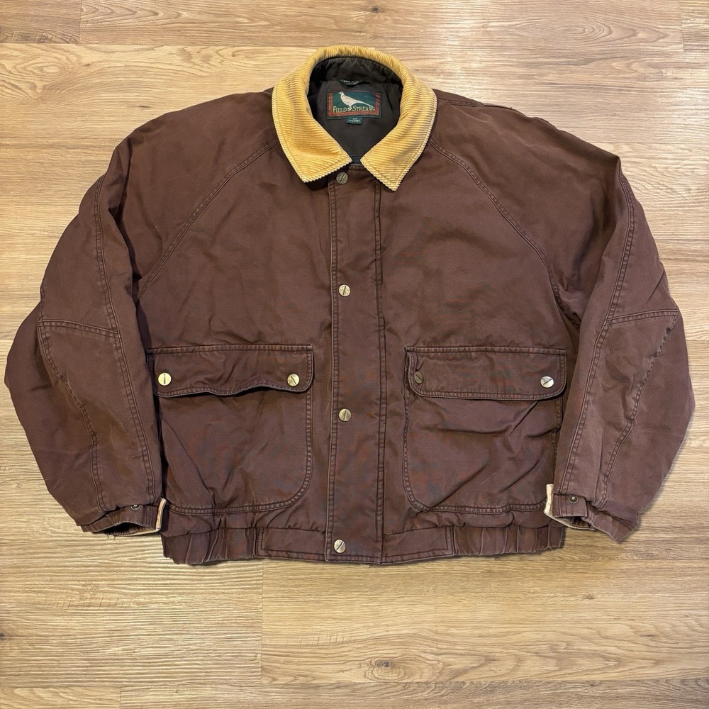 Vintage Field And Stream‎ Chore Coat Men's XL Barn Jacket Corduroy Collar Lining